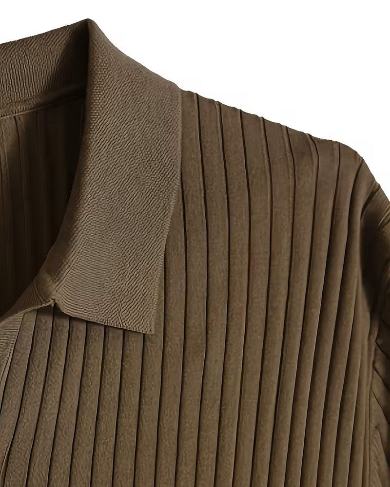Polo Uomo a Righe in Maglia Strutturata