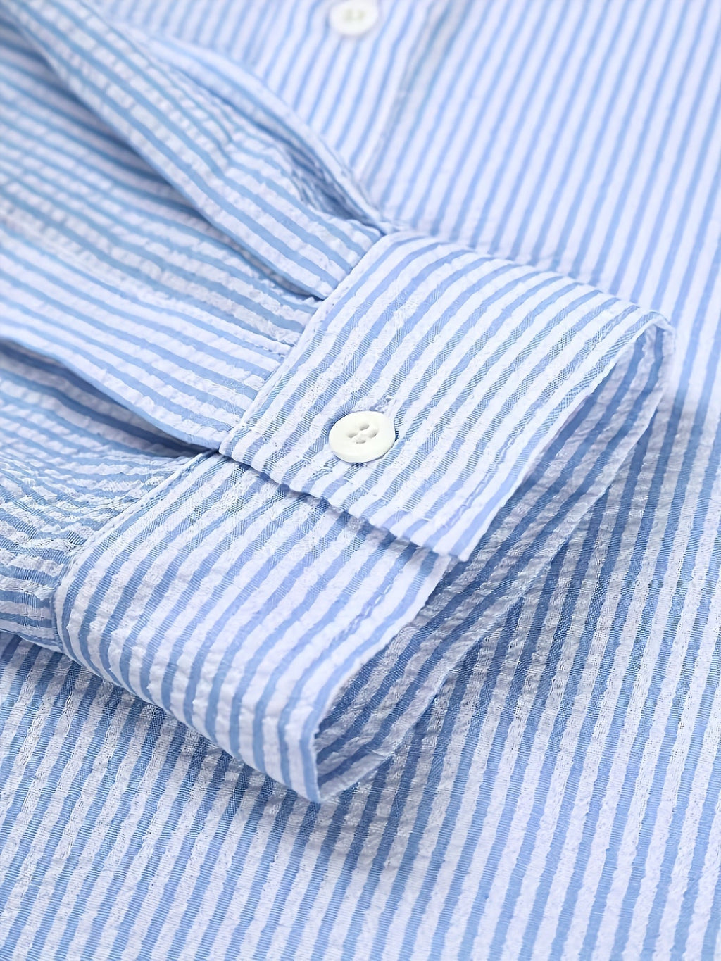 Camicia Uomo a Righe Manica Lunga con Bottoni a Contrasto