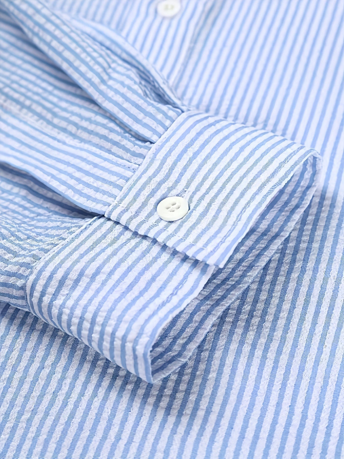 Camicia Uomo a Righe Manica Lunga con Bottoni a Contrasto