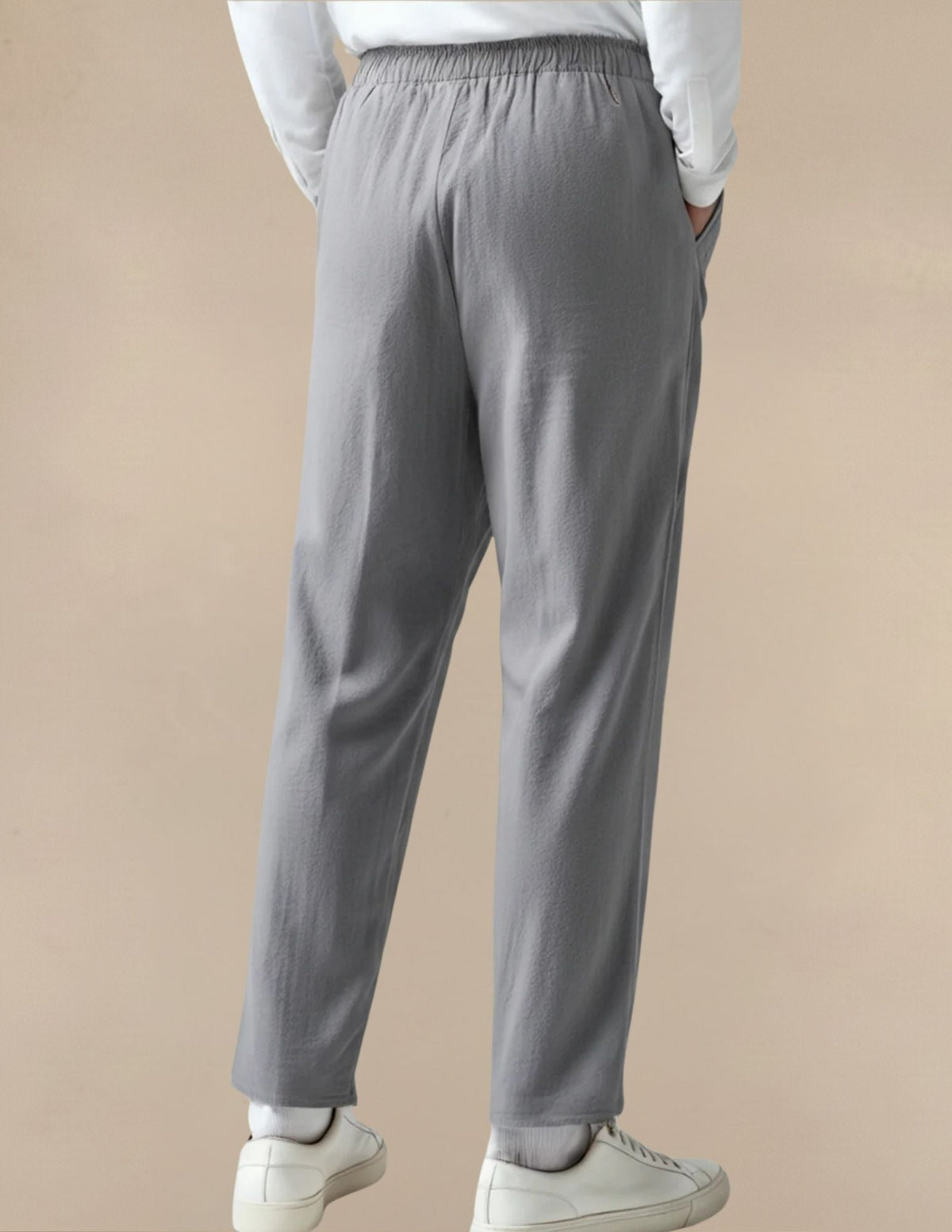 Pantaloni Uomo in Lino e Cotone con Elastico e Coulisse