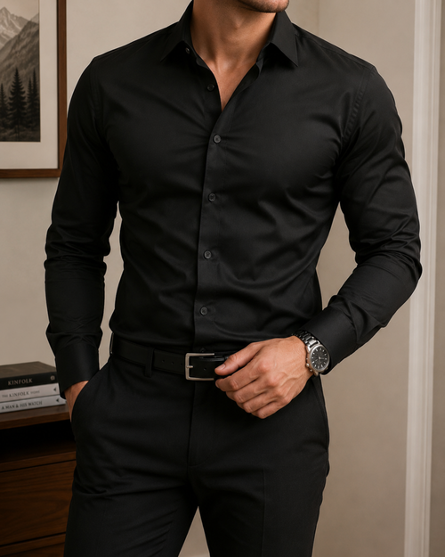 Camicia Uomo Elasticizzata a Manica Lunga