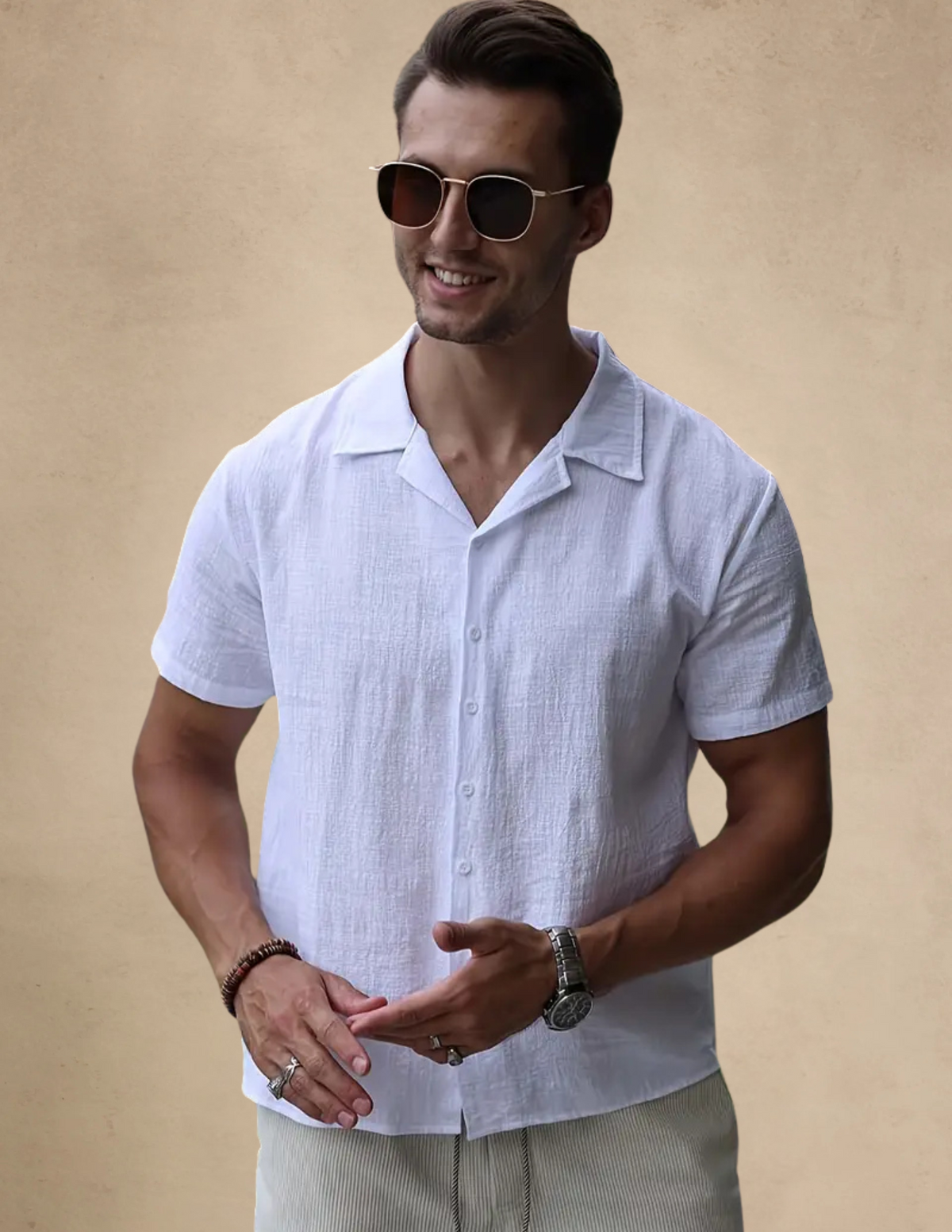 Camicia di Lino Uomo Manica Corta