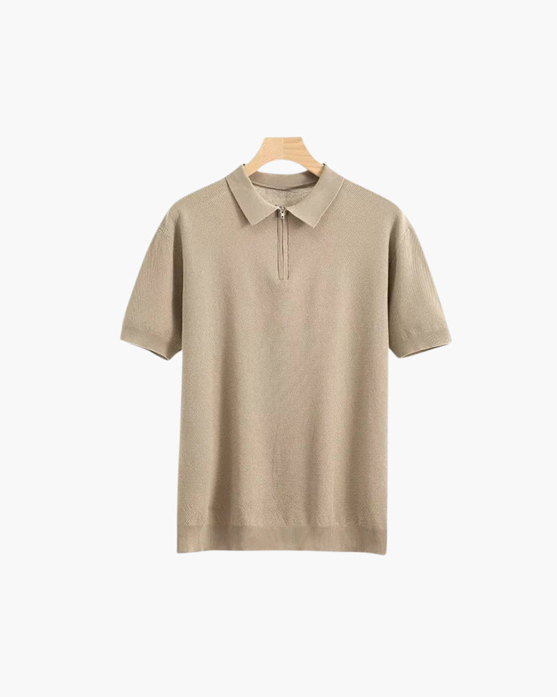 Polo Uomo con Zip e Dettagli Mesh