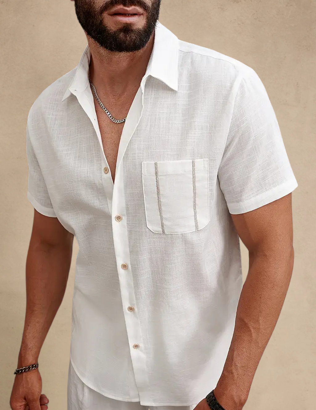 Camicia Uomo Manica Corta Casual Bianca