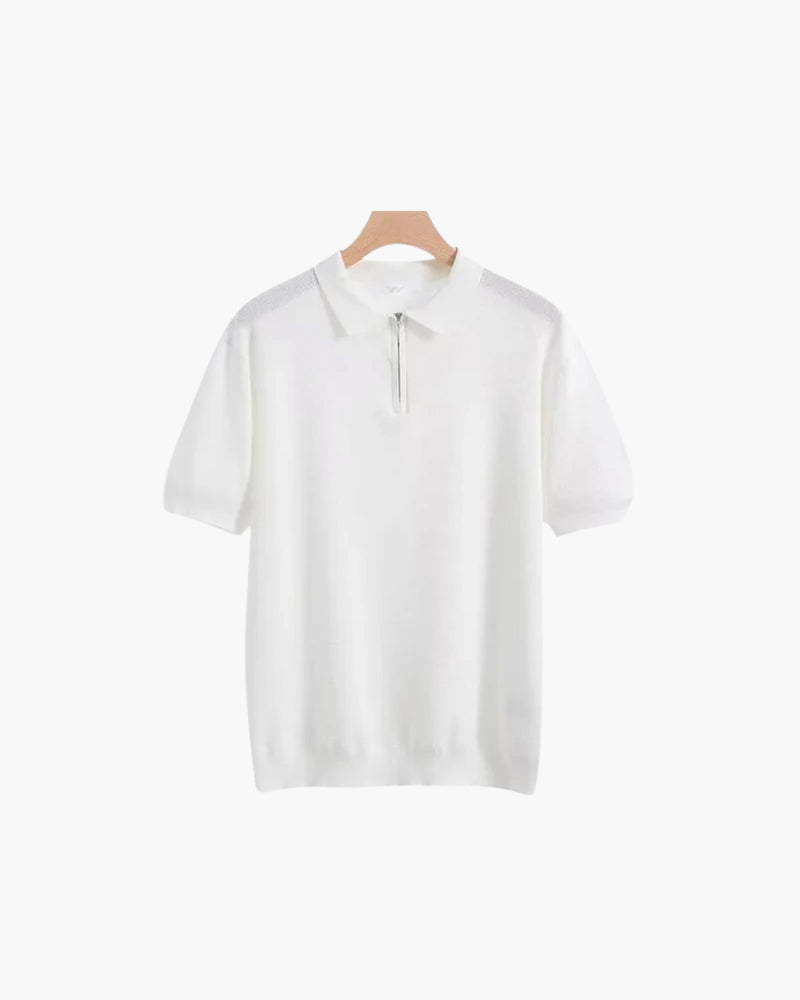 Polo Uomo con Zip e Dettagli Mesh