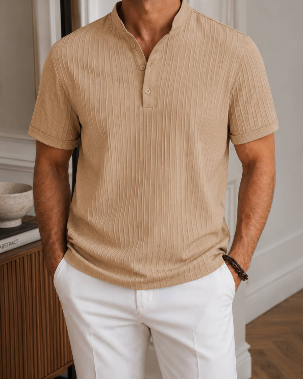 Henley Uomo in Cotone Manica Lunga Classica