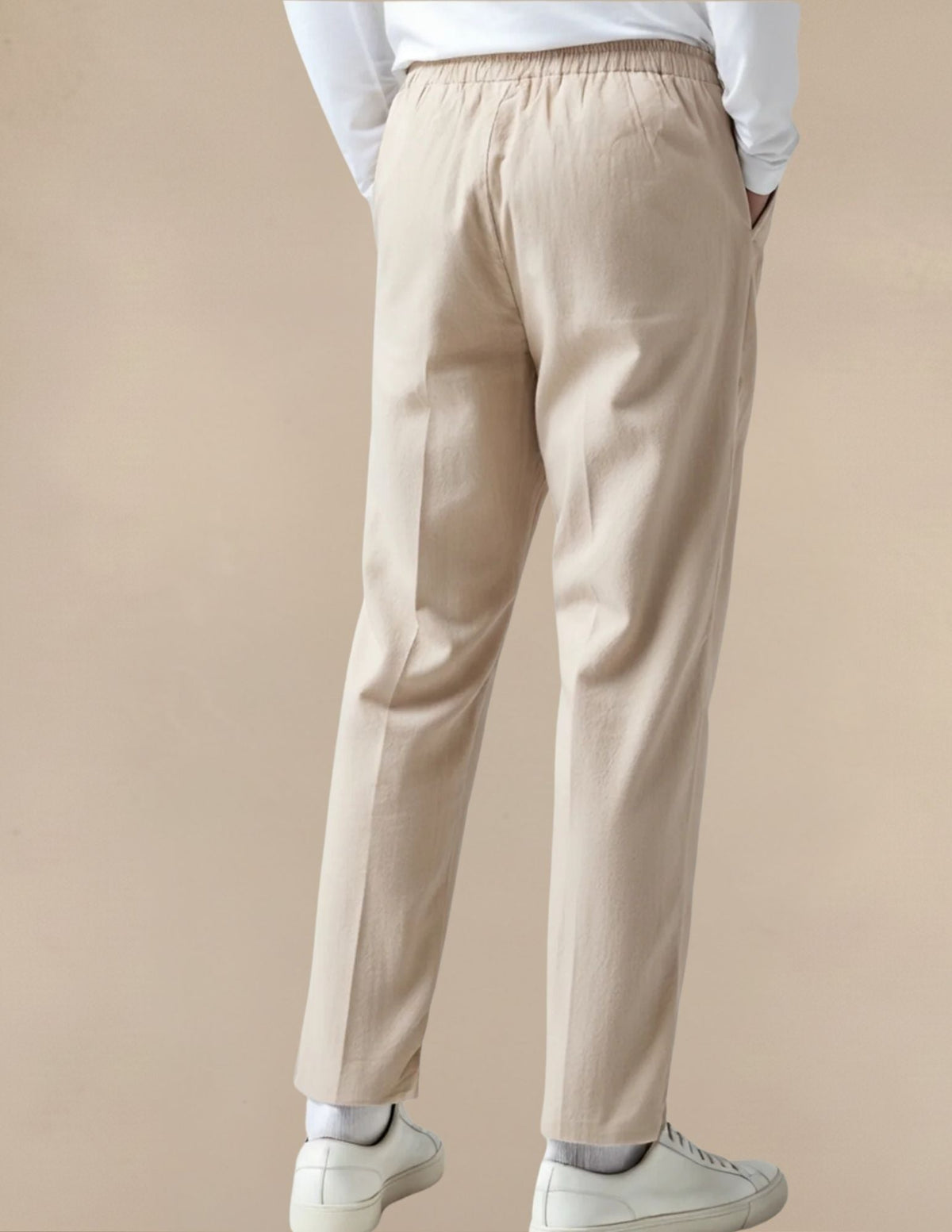 Pantaloni Uomo in Lino e Cotone con Elastico e Coulisse