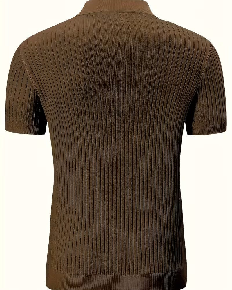 Polo Uomo a Righe in Maglia Strutturata