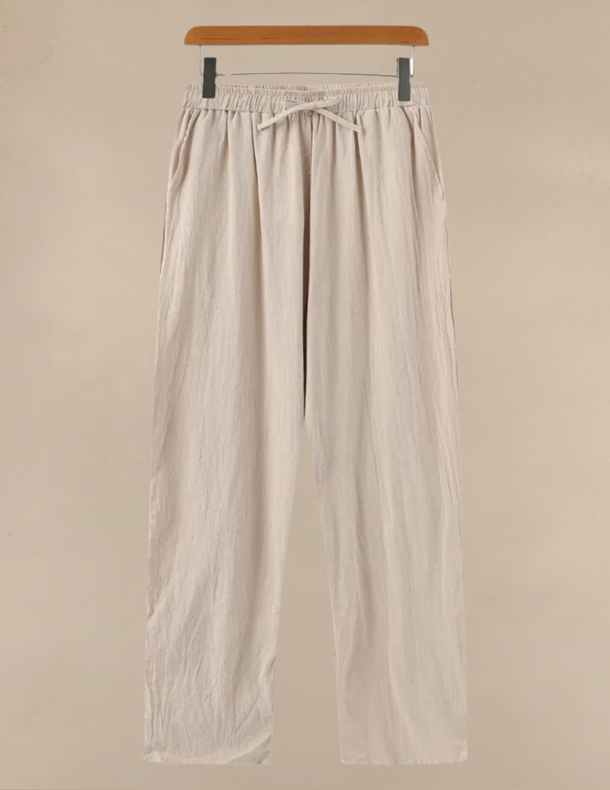 Pantaloni Uomo in Lino e Cotone con Elastico e Coulisse