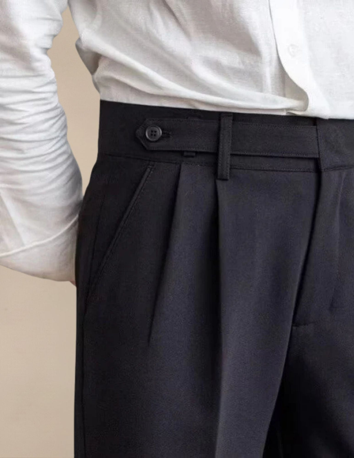 Pantaloni Uomo Classici a Vita Alta Regolabile