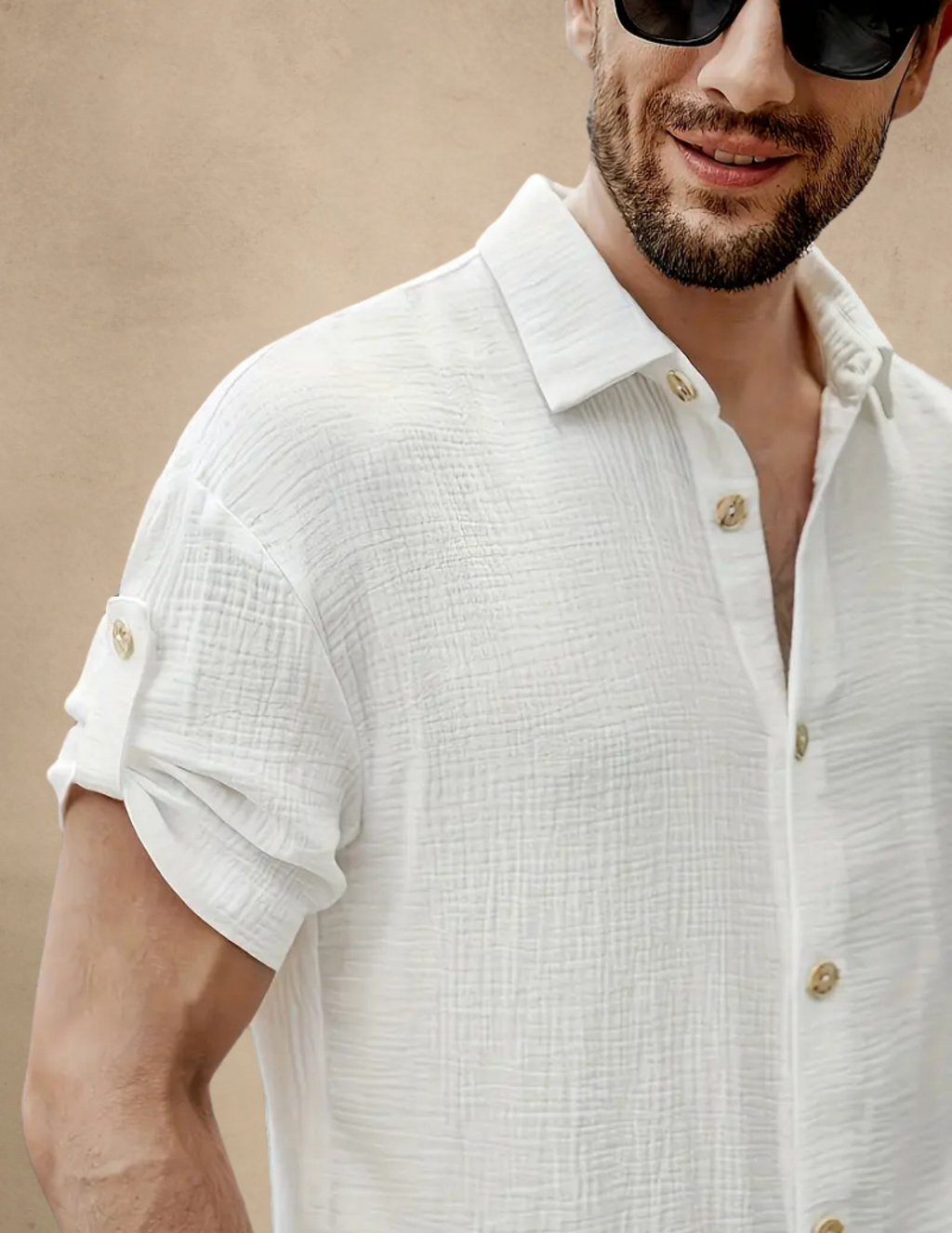 Camicia Uomo Manica Corta Elegante Bianca