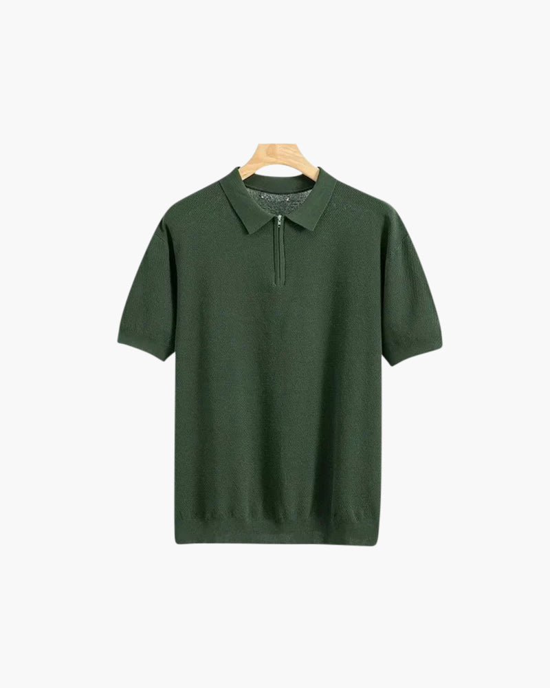 Polo Uomo con Zip e Dettagli Mesh