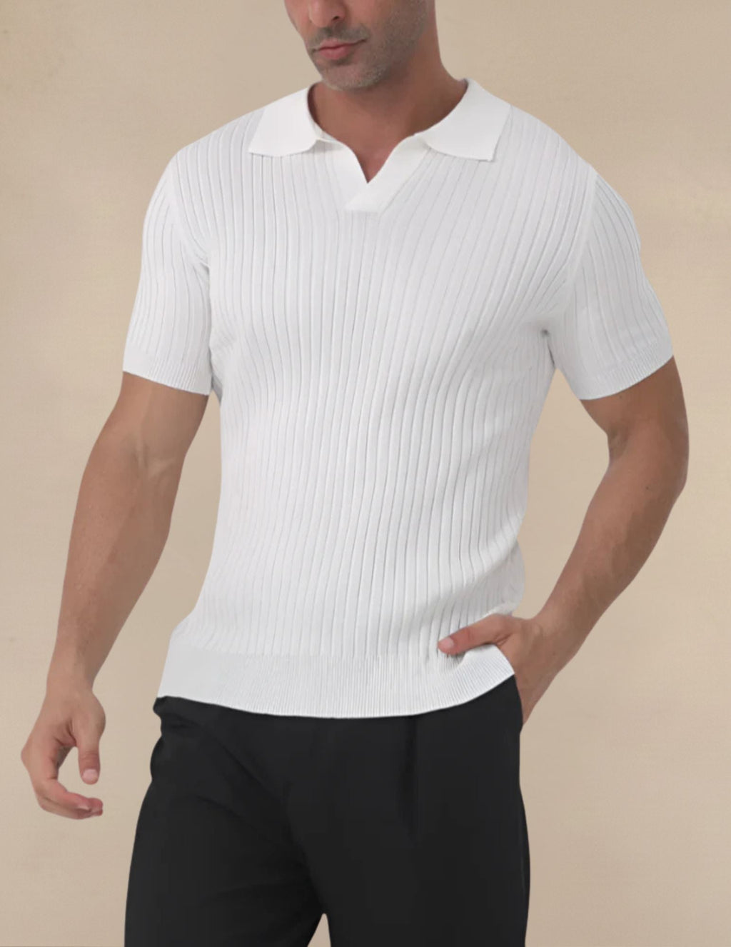 Polo Uomo Collo Coreano a Righe