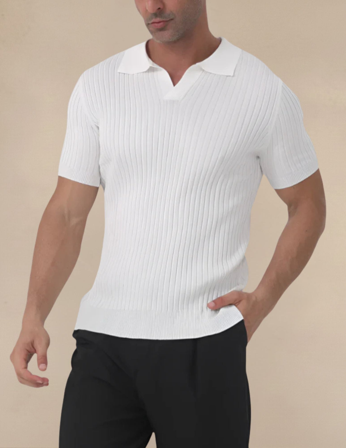 Polo Uomo Collo Coreano a Righe