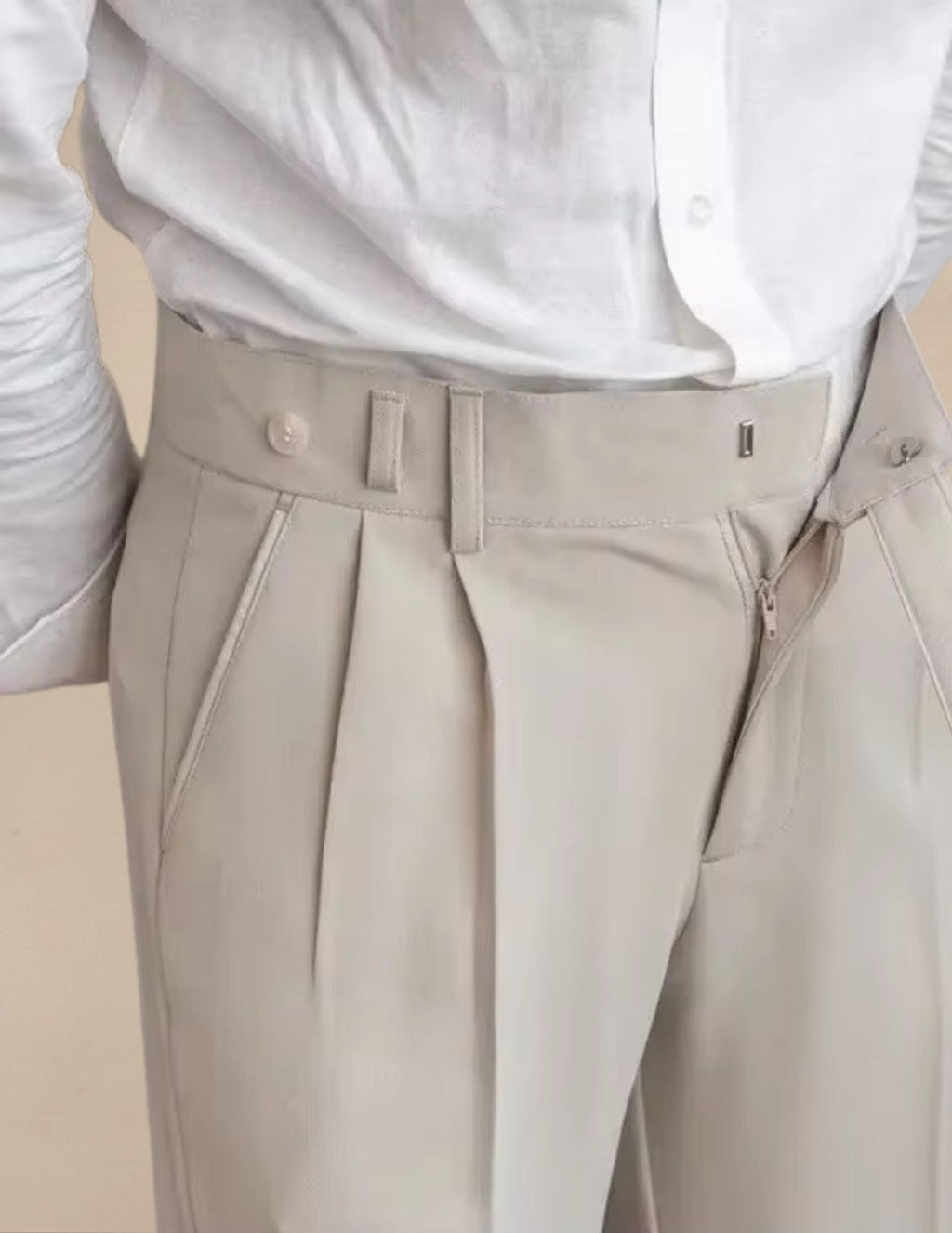Pantaloni Uomo Classici a Vita Alta Regolabile