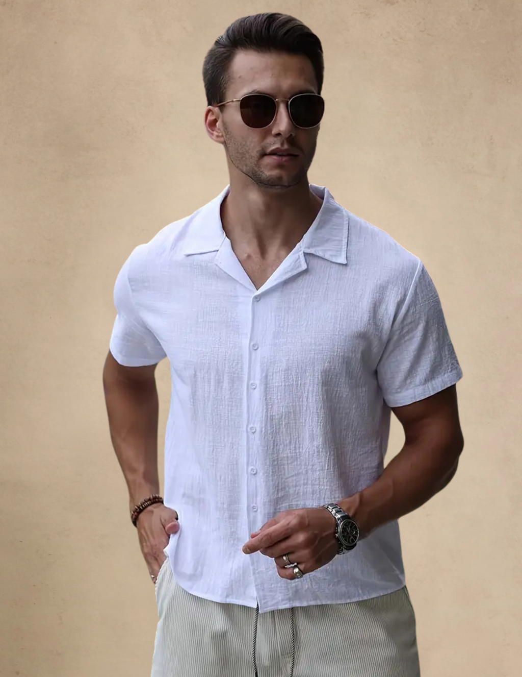 Camicia di Lino Uomo Manica Corta