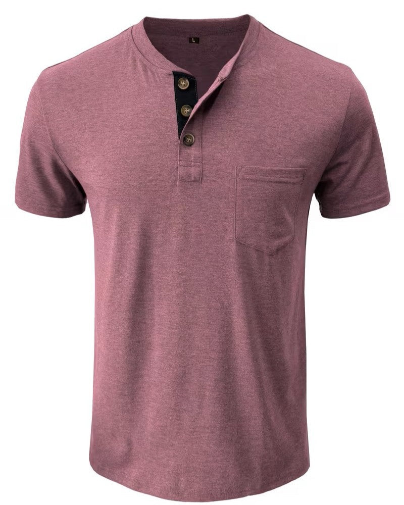 Henley Uomo Manica Corta Girocollo