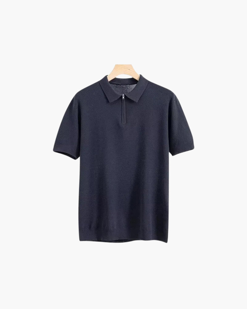 Polo Uomo con Zip e Dettagli Mesh