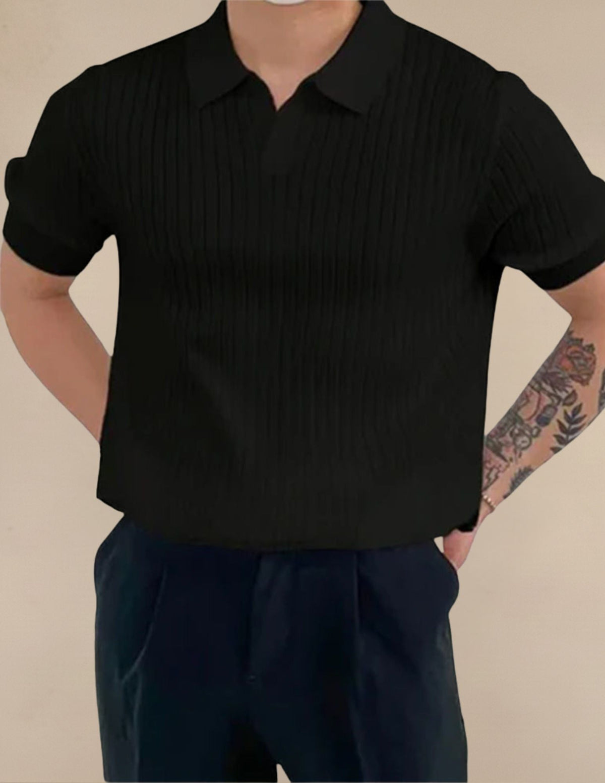 Polo Uomo Collo Coreano a Righe