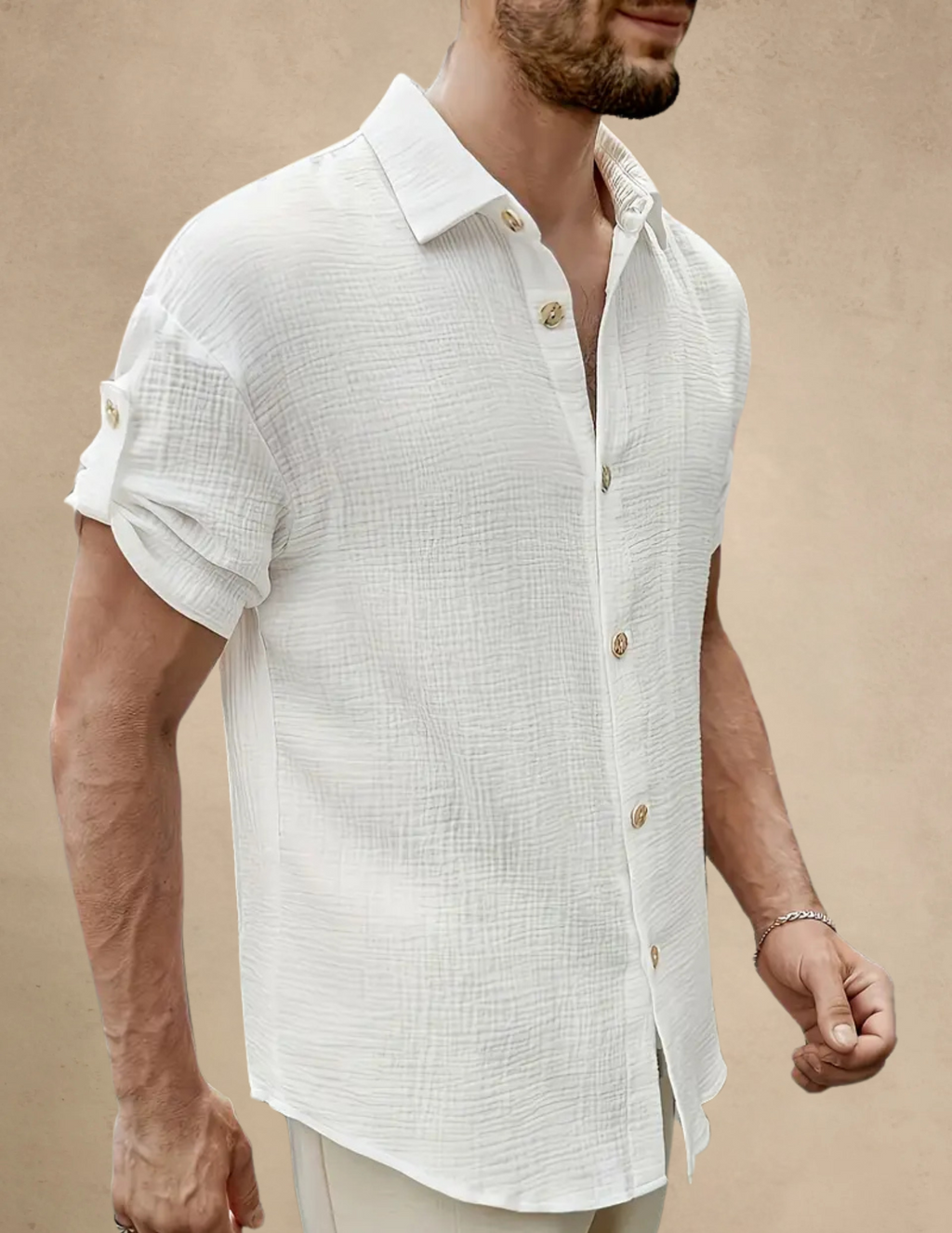 Camicia Uomo Manica Corta Elegante Bianca