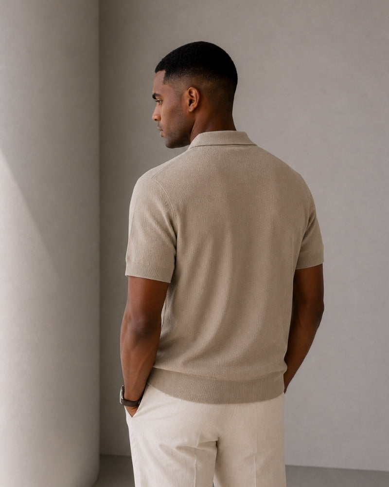 Polo Uomo con Zip e Dettagli Mesh