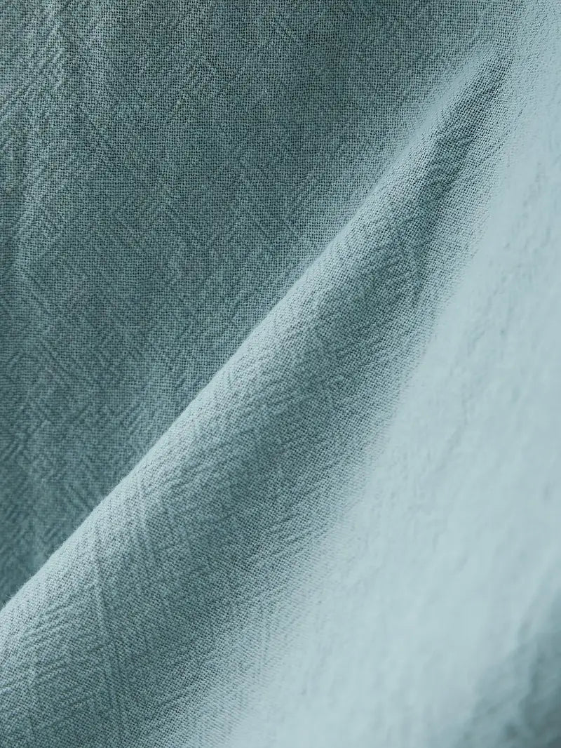 Camicia Uomo Collo Coreano Manica Corta Casual Verde