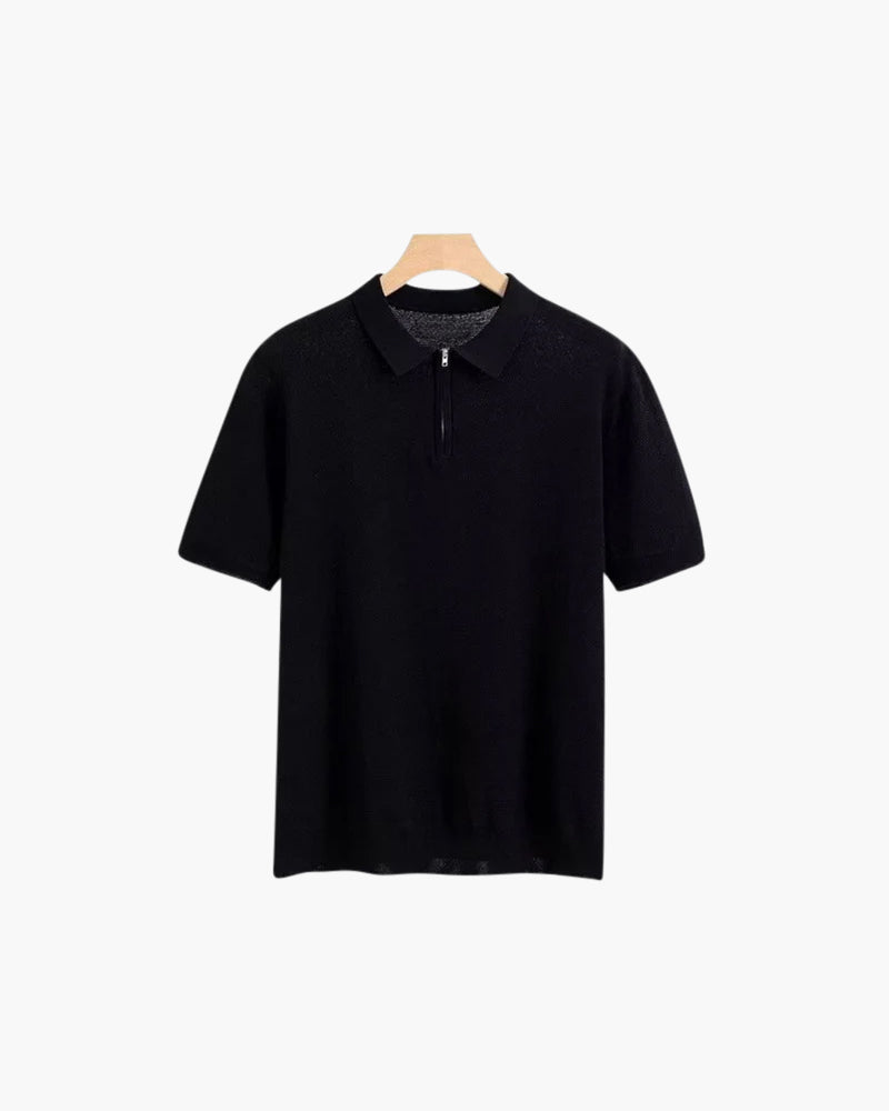 Polo Uomo con Zip e Dettagli Mesh