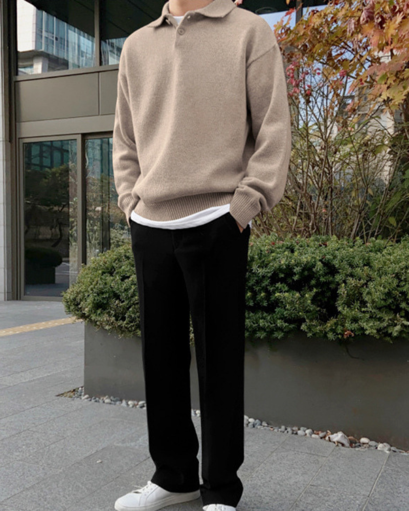 Maglione Uomo in Lana con Zip e Bottoni