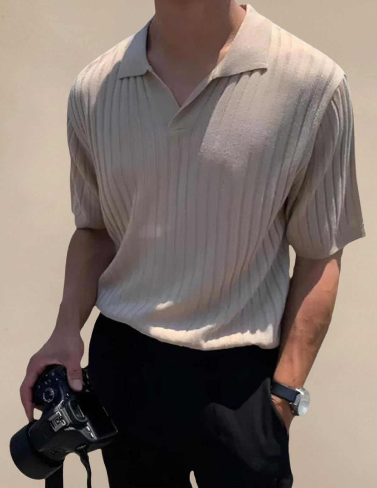 Polo Uomo Collo Coreano a Righe