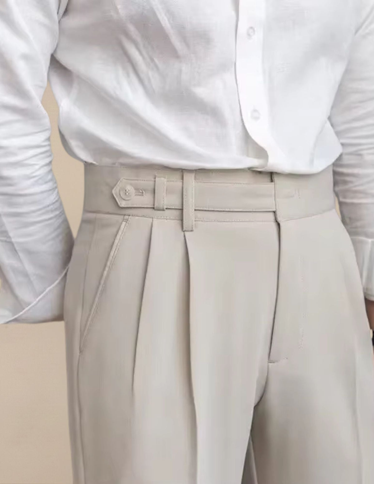 Pantaloni Uomo Classici a Vita Alta Regolabile