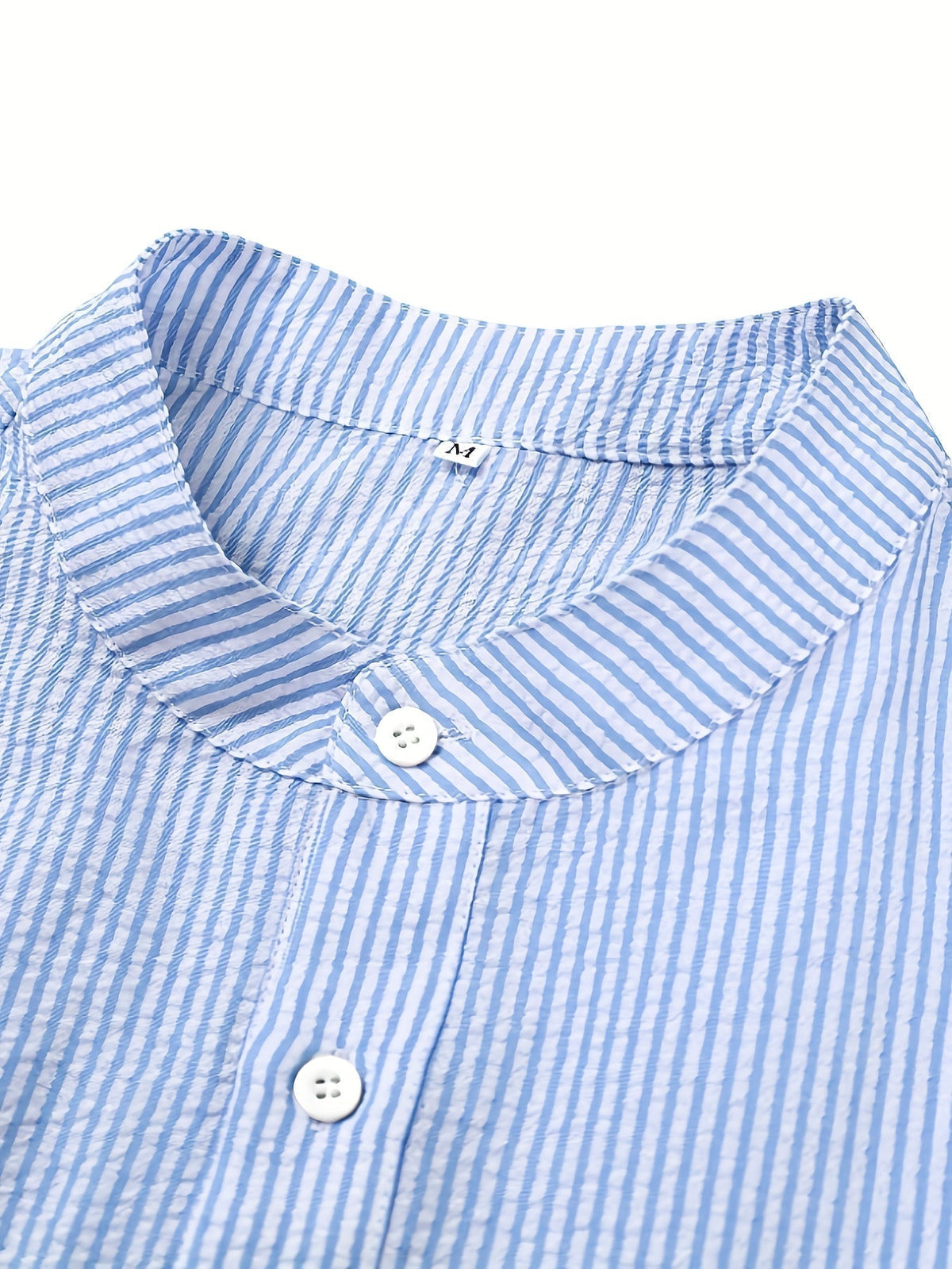 Camicia Uomo a Righe Manica Lunga con Bottoni a Contrasto