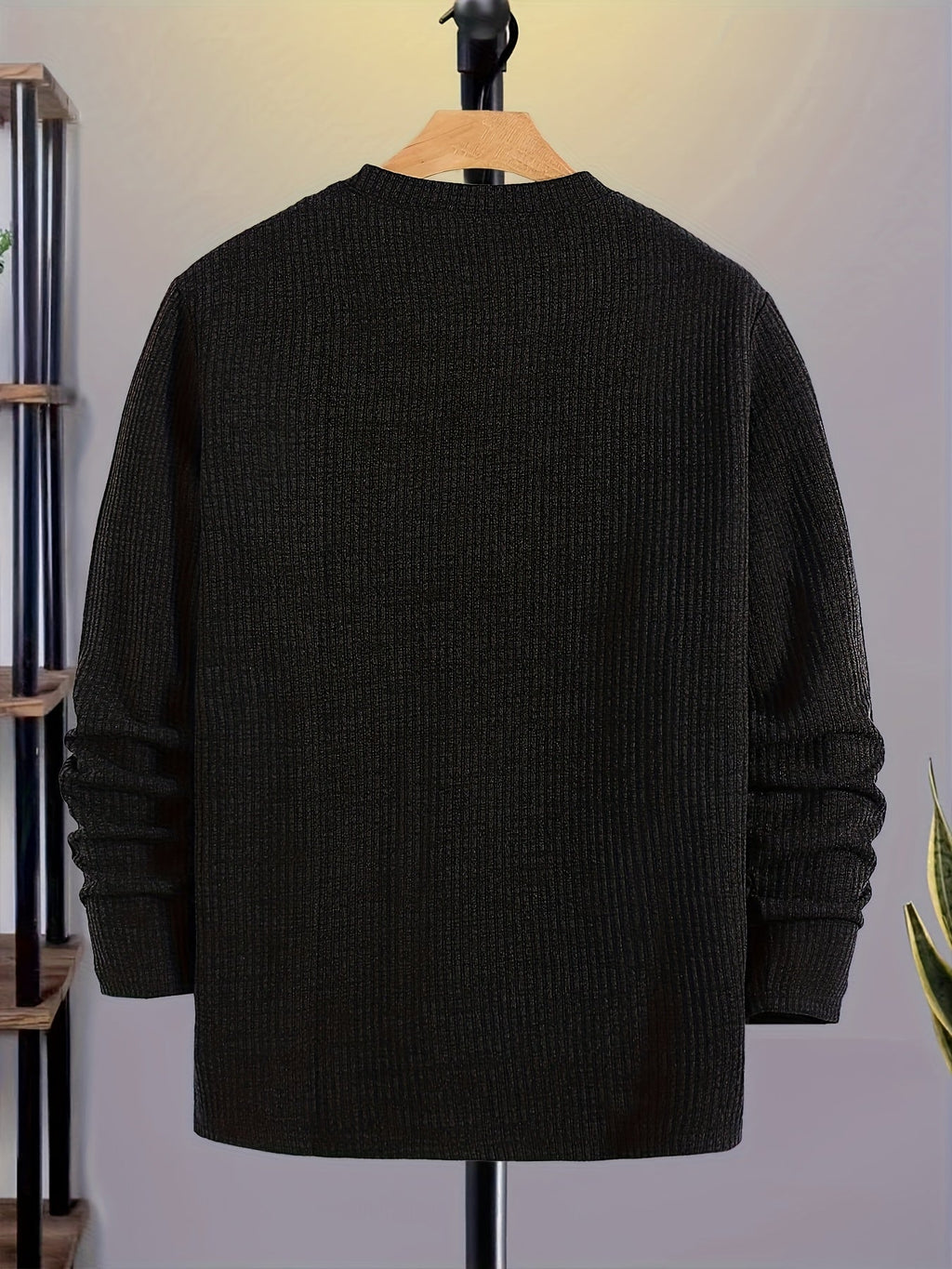 Maglione Uomo a Coste in Maglia Girocollo Casual per Primavera e Autunno