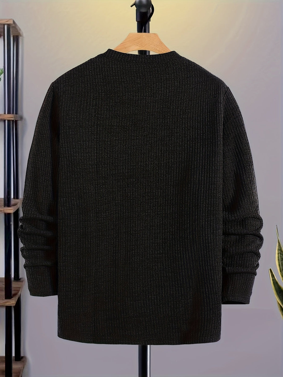 Maglione Uomo a Coste in Maglia Girocollo Casual per Primavera e Autunno