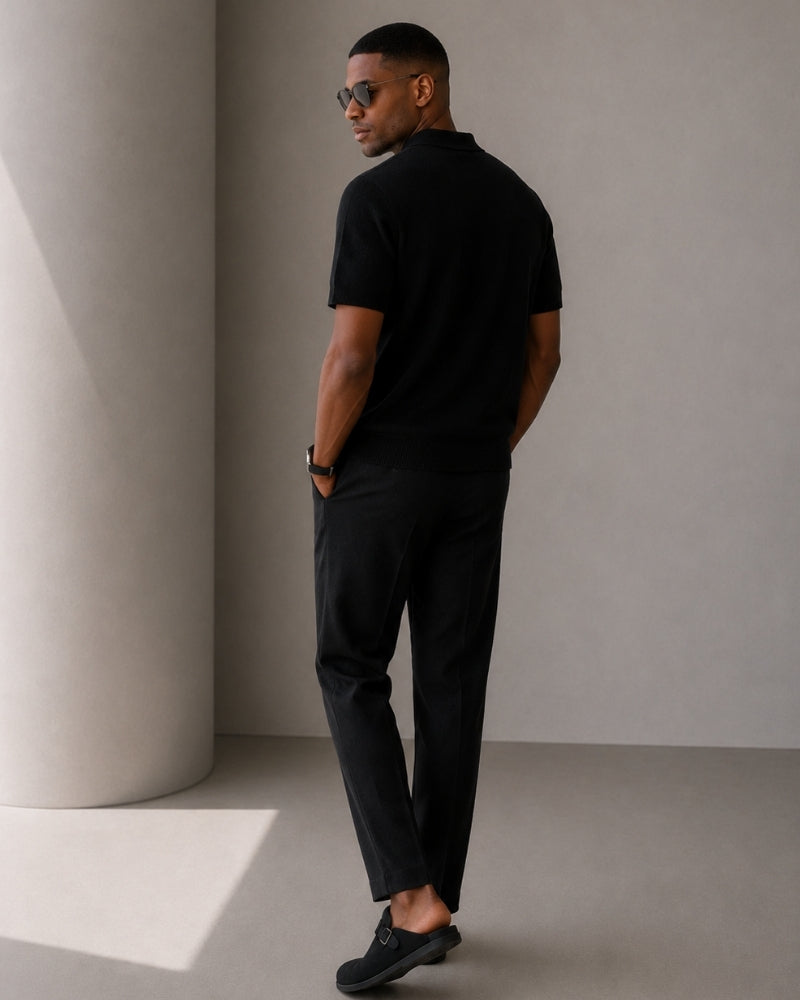 Polo Uomo con Zip e Dettagli Mesh