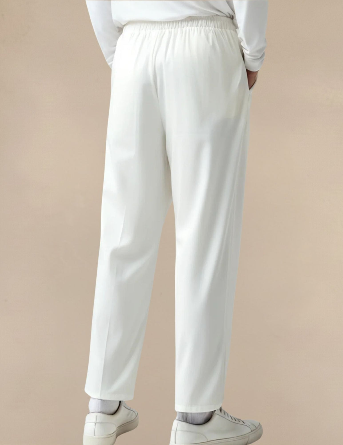 Pantaloni Uomo in Lino e Cotone con Elastico e Coulisse