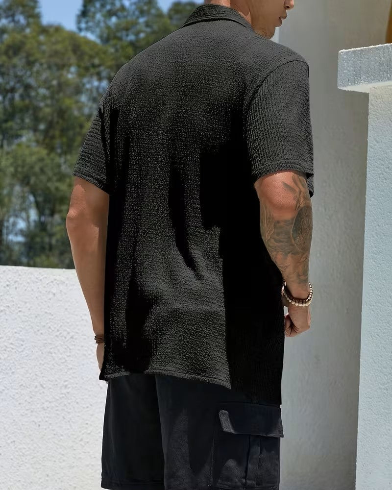 Camicia Uomo Classica Manica Corta Tinta Unita