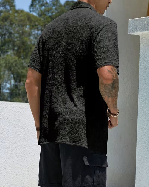 Camicia Uomo Classica Manica Corta Tinta Unita