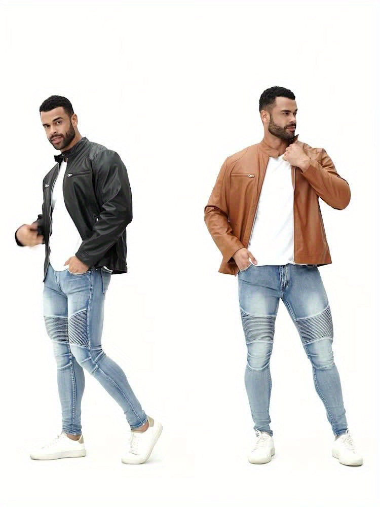 Giacca Uomo Elegante con Collo alla Coreana e Zip