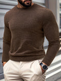 Maglione Uomo a Coste in Maglia Girocollo Casual per Primavera e Autunno