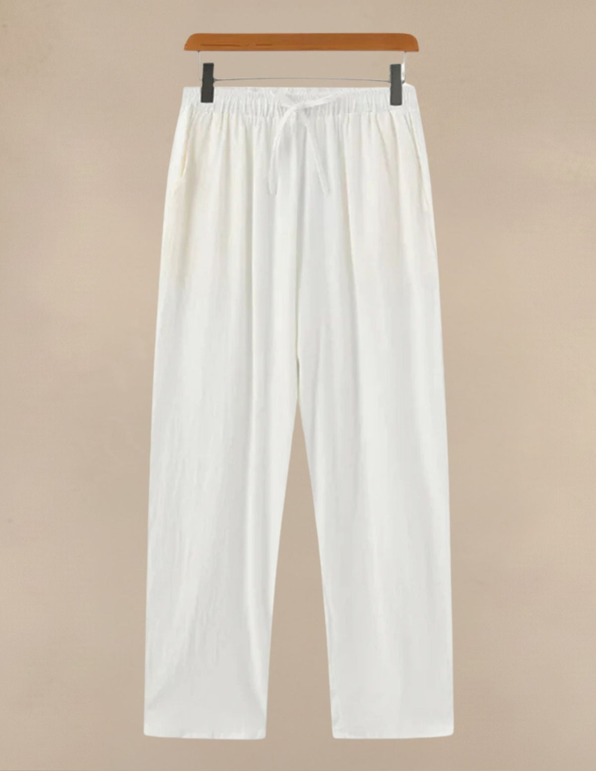 Pantaloni Uomo in Lino e Cotone con Elastico e Coulisse