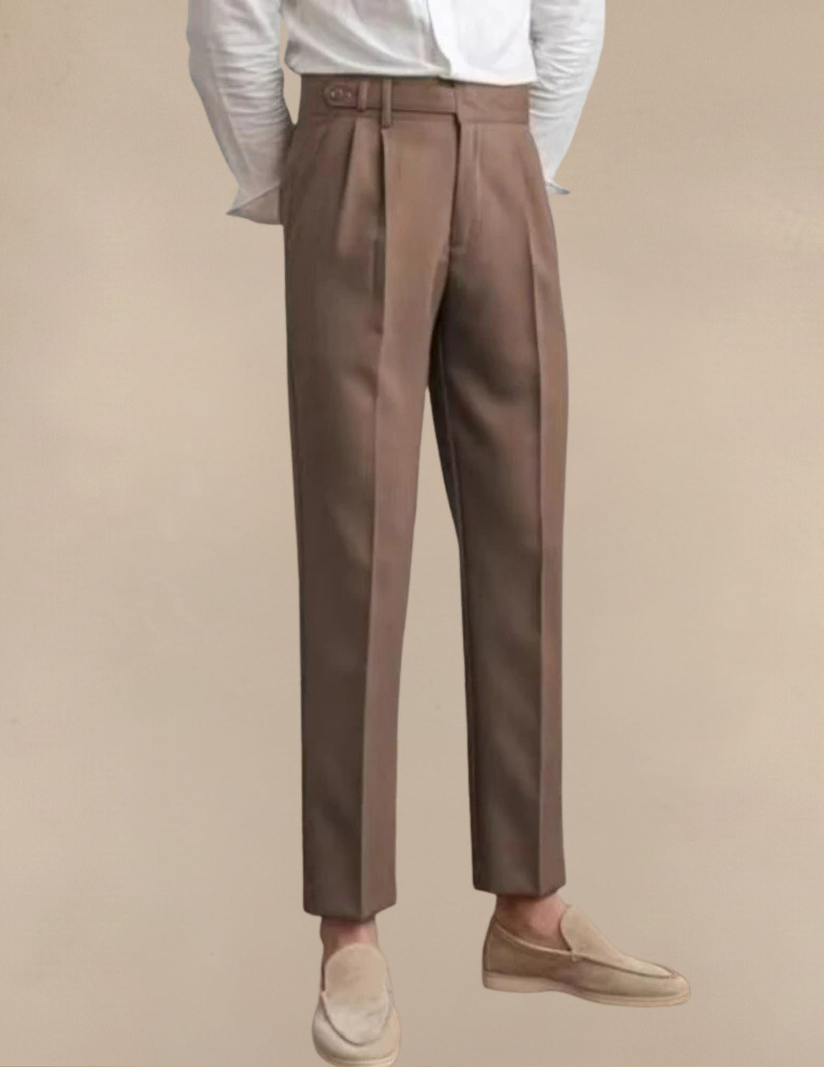 Pantaloni Uomo Classici a Vita Alta Regolabile