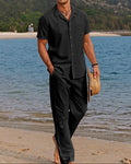 Completo Estivo Uomo Camicia Manica Corta e Pantaloni