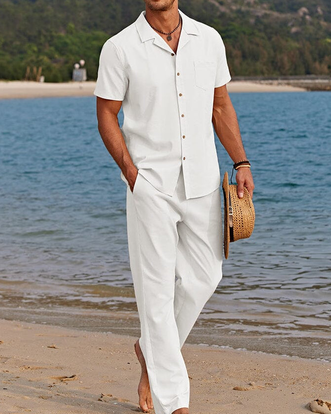 Completo Estivo Uomo Camicia Manica Corta e Pantaloni