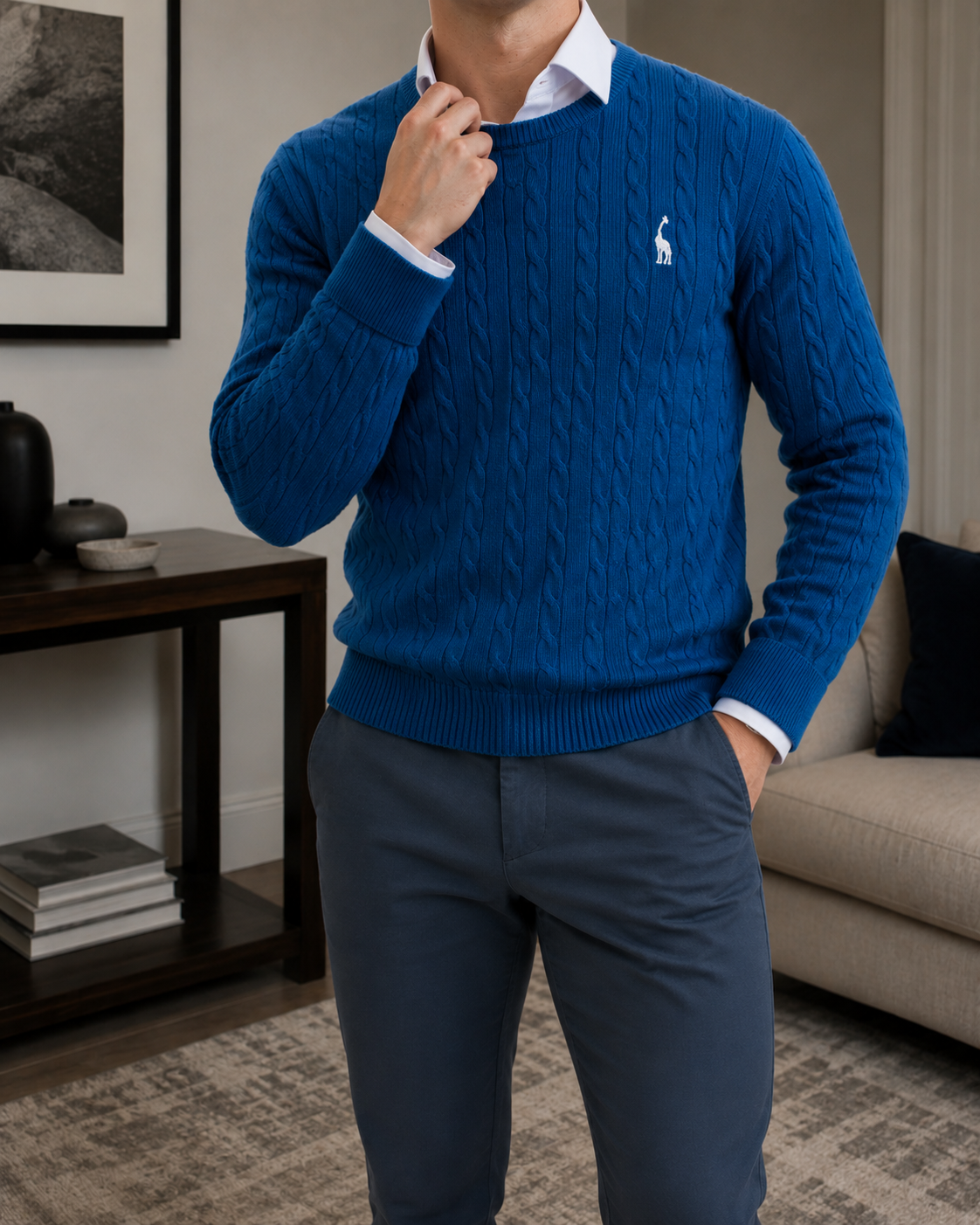Maglione Uomo Girocollo a Trecce