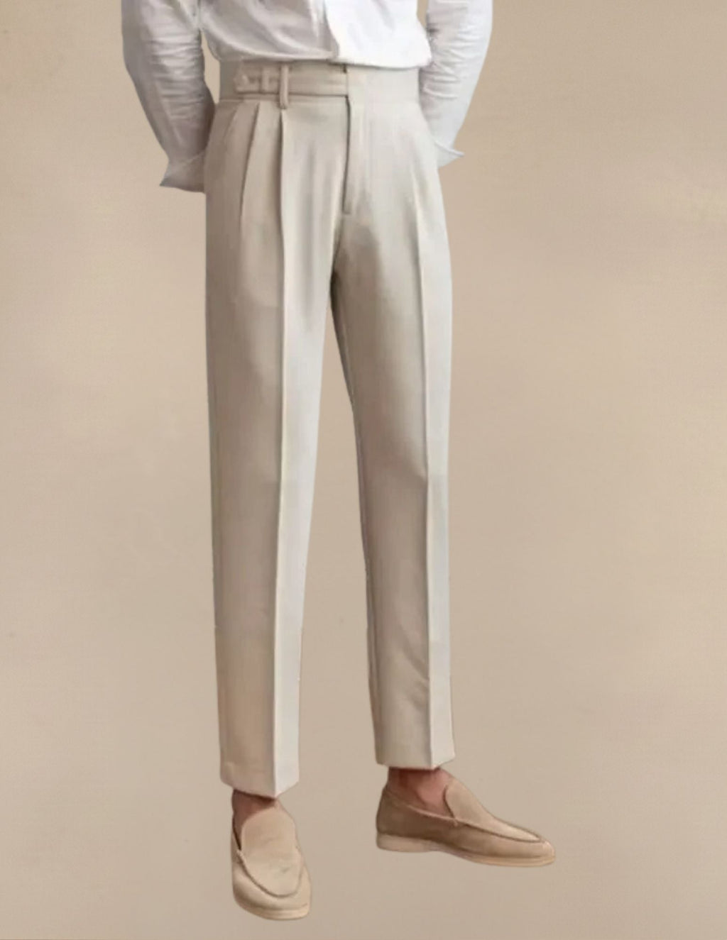 Pantaloni Uomo Classici a Vita Alta Regolabile