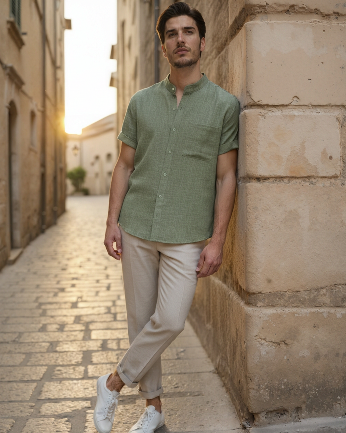 Camicia Uomo Collo Coreano