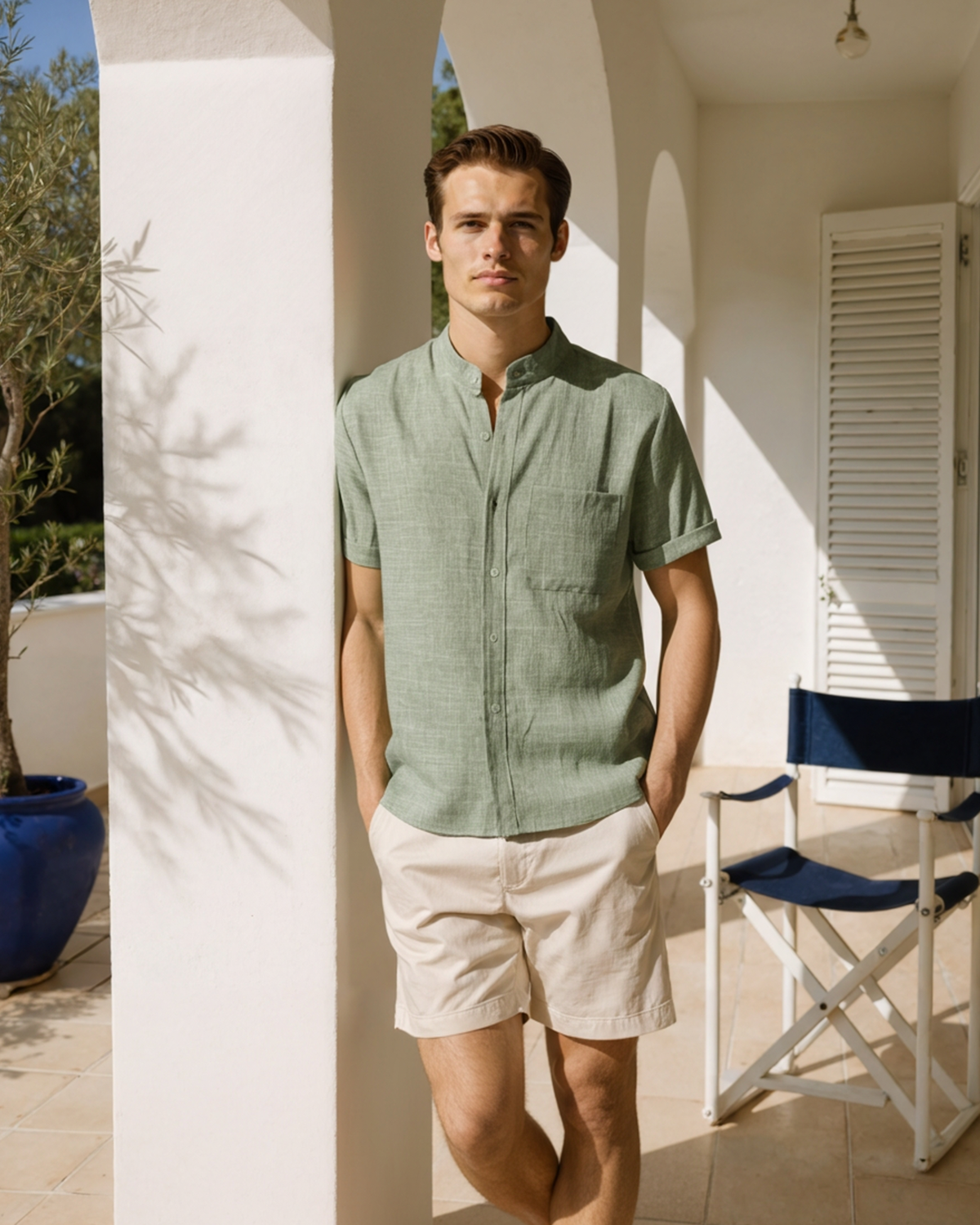 Camicia Uomo Collo Coreano