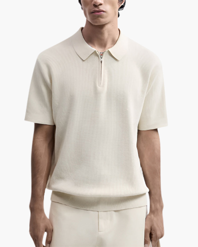 Polo Uomo con Zip e Dettagli Mesh