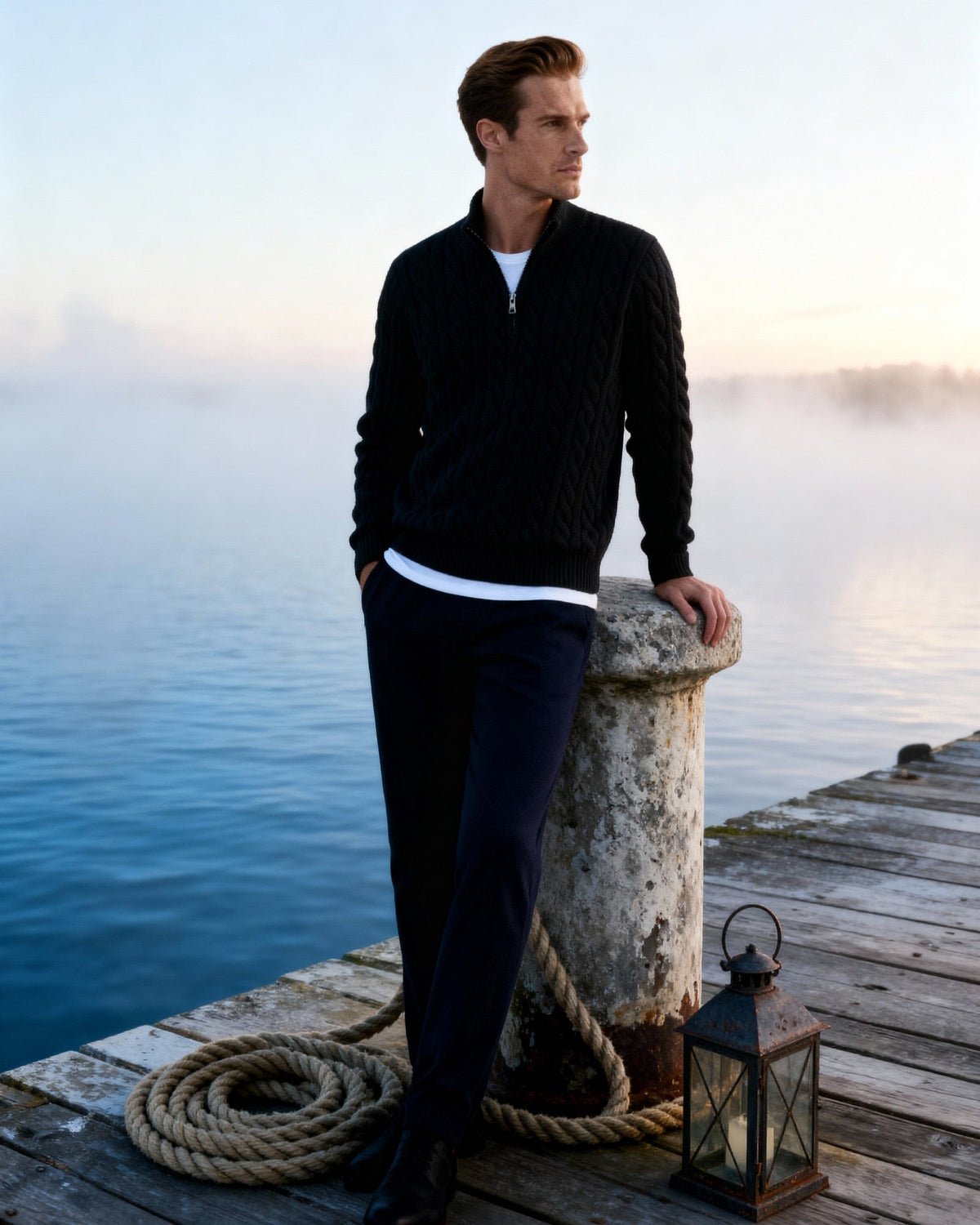 Maglione Uomo Half-Zip in Cotone