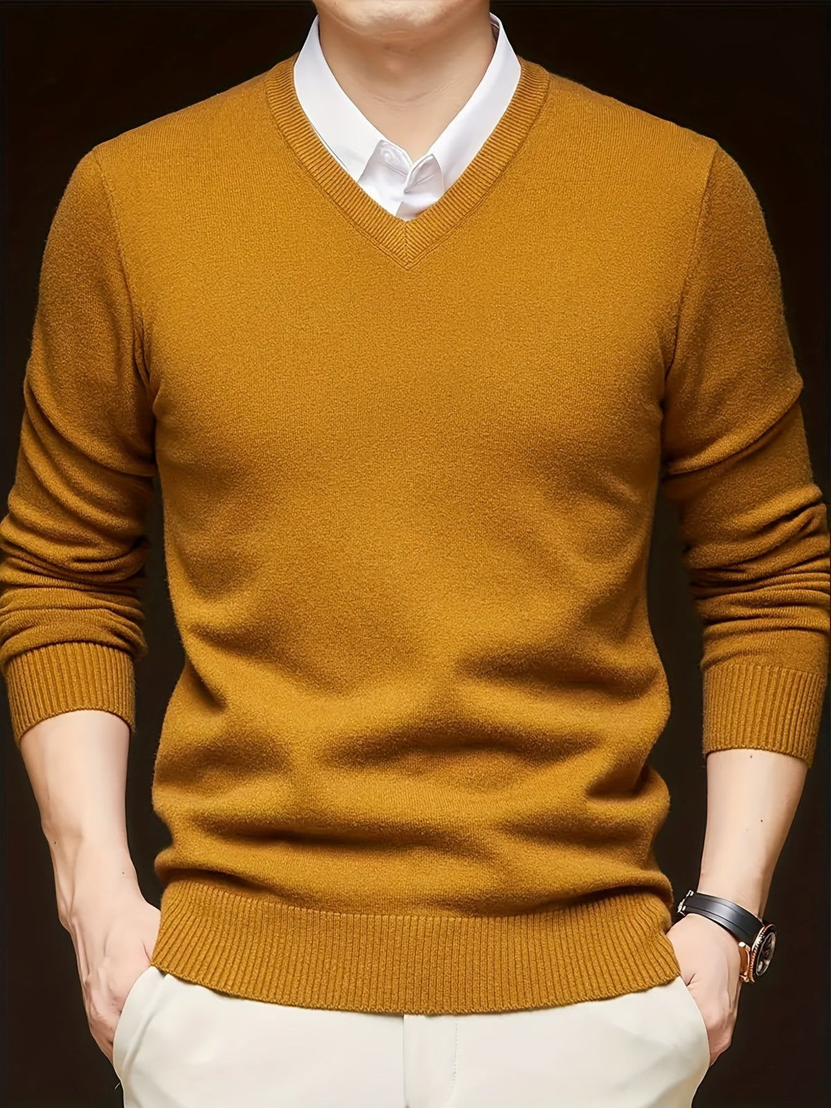 Maglione Uomo in Maglia a V Caldo per Autunno e Inverno